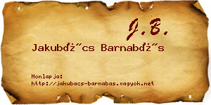 Jakubács Barnabás névjegykártya